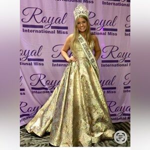 Mac Duggal Metallic Gold Evening Gown